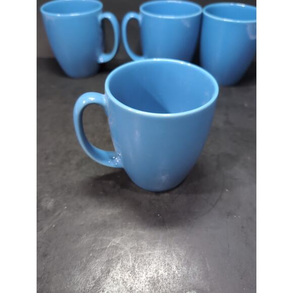 Corelle Stoneware Blue Coffee Mugs, Tea Cups, Set Of 4, Vintage Made in Thailand - Picture 5 of 9